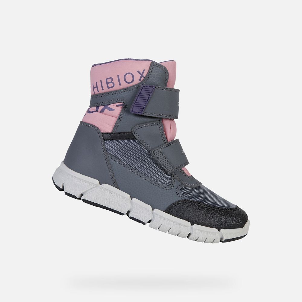 Geox Ankle Boots Grey/Pink Flexyper Abx - Geox Girls Shoes - KIFQHE571